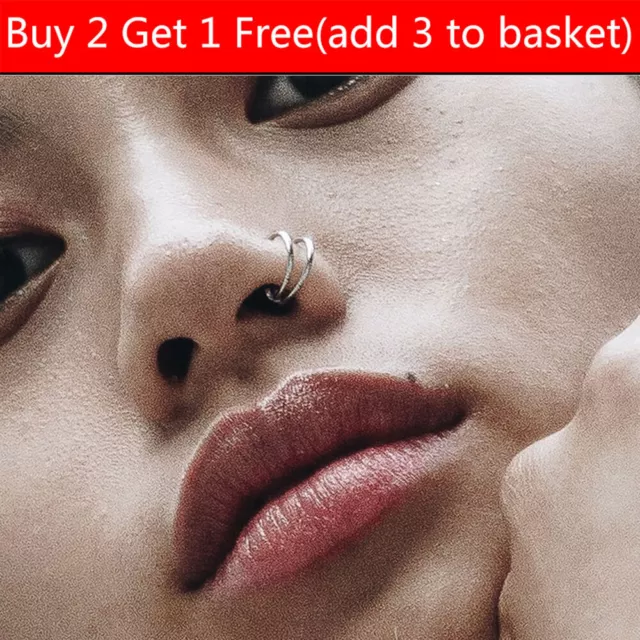 G23 Implant Grade Titanium Nose Ring Double Hoops Hypoallergenic for Women Men