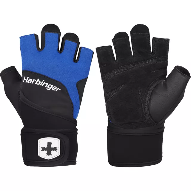 Harbinger Unisex Training Griff Handgelenk Wrap Gewichtheben Handschuhe 2.0 - schwarz/blau