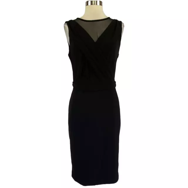 Ralph Lauren Women's Cocktail Dress Black V-Neck Sleeveless Sheath Size 6