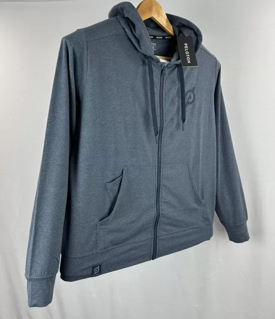 PELOTON Official Women's Hoodie Large Sweatshirt Gray Full-Zip Spinning Soft NWT