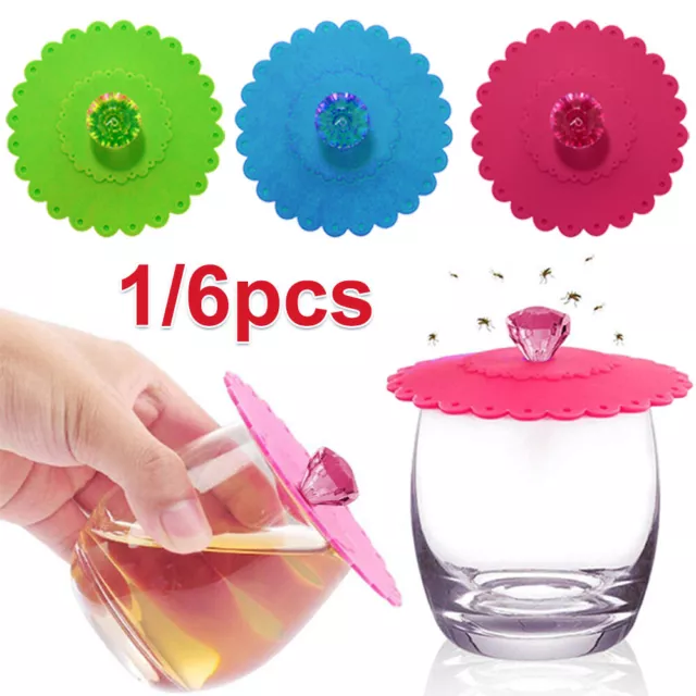 1/6 PCS Silicone Seal Cover Anti-dust Cup Lid Suction Glass Drink Coffee Mug Lid