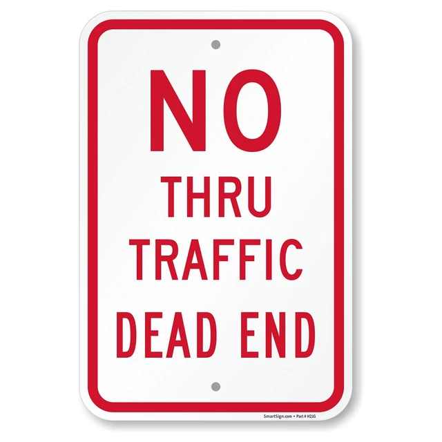 Basics 18 x 12 inch “No Thru Traffic, Dead End” Metal Sign, 120 mil...