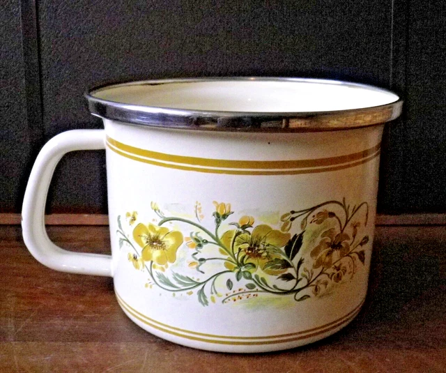 Assiette Gobelet Bébé Ancien – Tôle émaillée – Motif Oie Et Fleurs – Drexler 1950