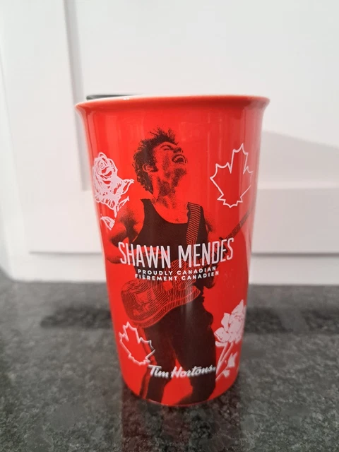 NEW Shawn Mendes Tim Hortons Red Double Wall Ceramic Coffee Travel Cup Mug 10 oz