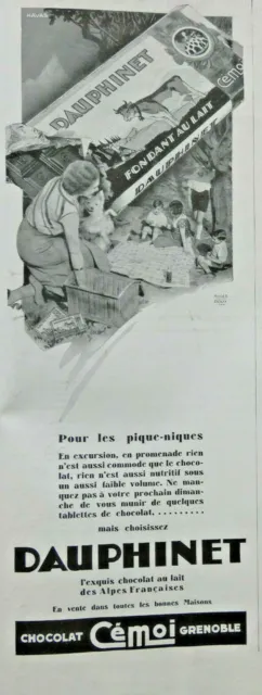 Publicité De Presse 1933 Cémoi Dauphinet Chocolat Au Lait Des Alpes Grenoble
