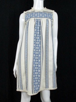 Sea New York Embroidered Fringe Trimmed Cotton & Linen Blend Tunic Dress Sz.2