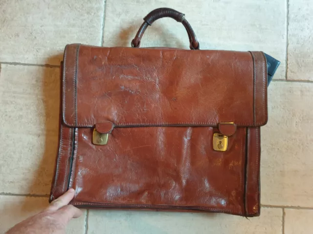 Cartable Cuir Vintage Scelleries De France Qualitee Hermes Bon Etat Le Tanneur