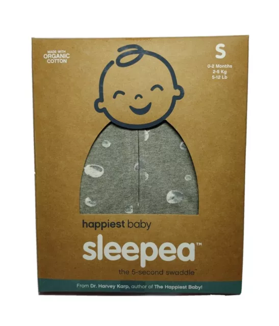 Happiest Baby Sleepea SMALL 0-2 Months Organic Cotton Swaddle Graphite Planets