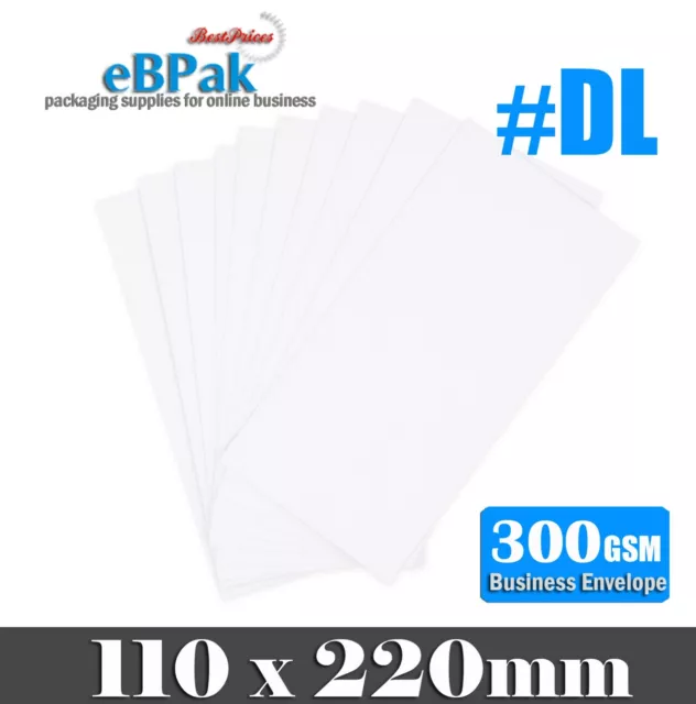 1000x Card Mailer DL 220 x 110mm Tough Envelope 300gsm White