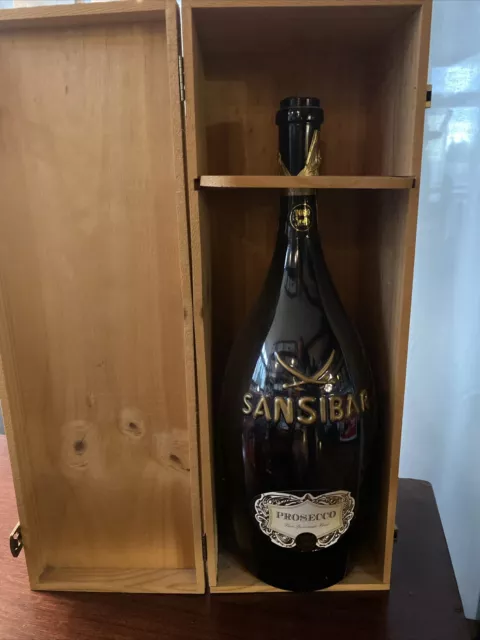 Leere Sansibar 3 L Prosecco Flasche mit Holzkiste