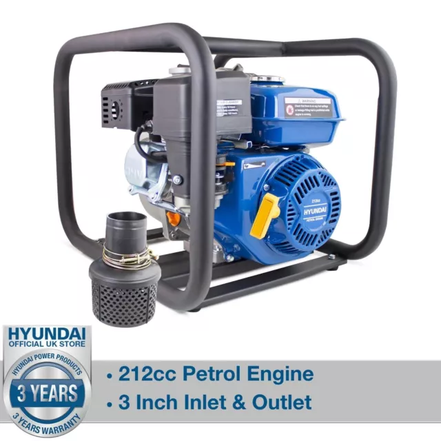 Hyundai HY80 212cc 6.5hp Professional Petrol Water Pump - 3"/80mm Outlet