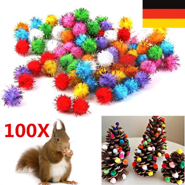 100Stk10mm Pompons Klein Bunte Pom Kugeln mini Pompom Bommel Basteln DIY