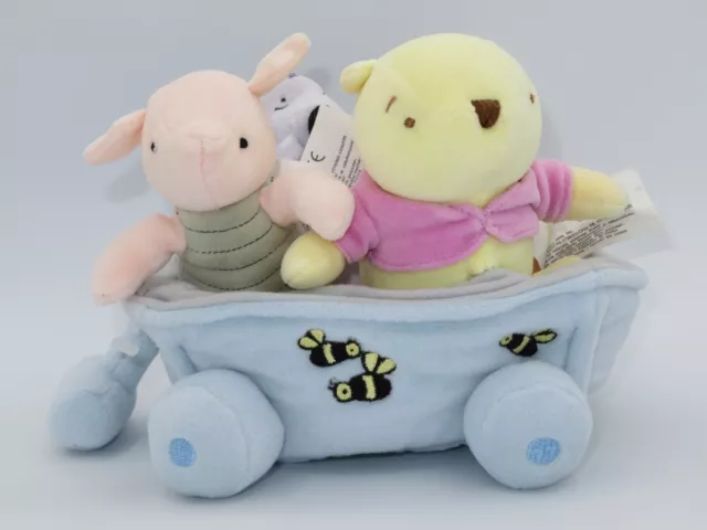 Classic Winnie The Pooh Tigger Eeyore Piglet Plush Wagon Rattle Disney Baby Toy