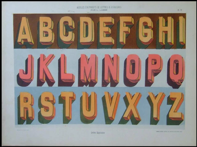 Heliotype Examples FRANZOSISCHE TYPOGRAPHIE, ALPHABET -1903 Heliotype Pochoir EUR 68,00 ...