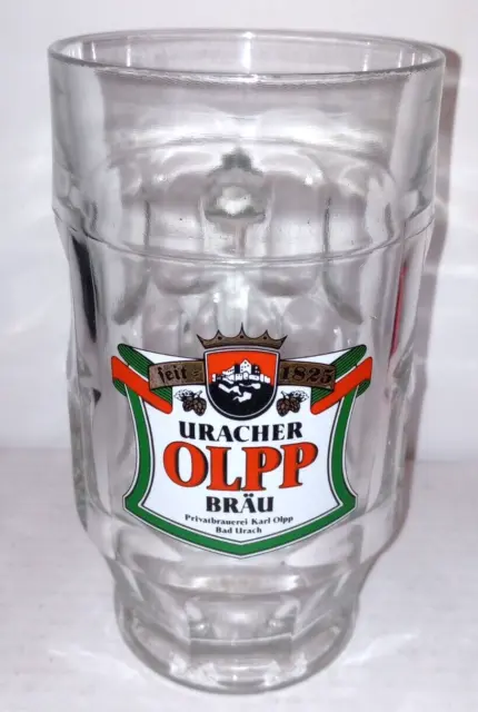 URACHER OLPP BRAU Glass Beer Mug (0.5L) - German Beer - Good Condition