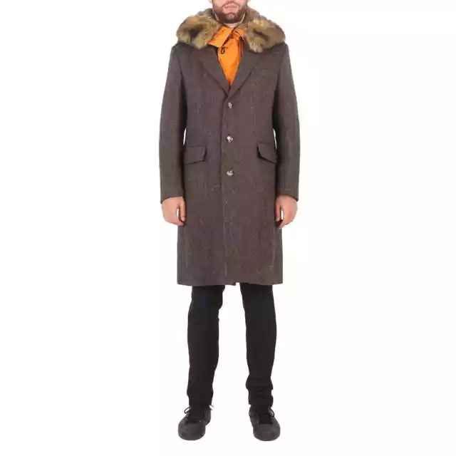 Burberry Herringbone Wool Tailored Single-breasted Coat With Detachable Hood,