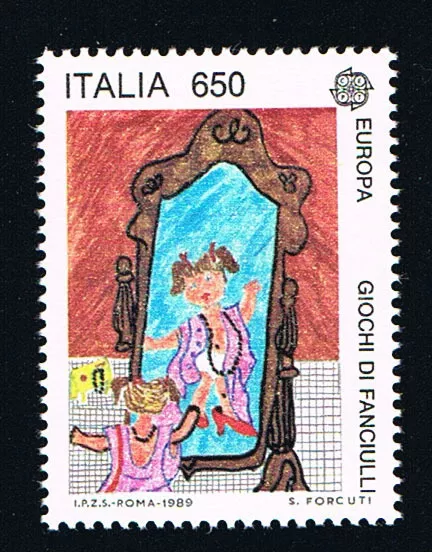 ITALIA 1 FRANCOBOLLO EUROPA CEPT DISEGNI DI BAMBINI S. FORCUTI 650L 1989 nuovo**