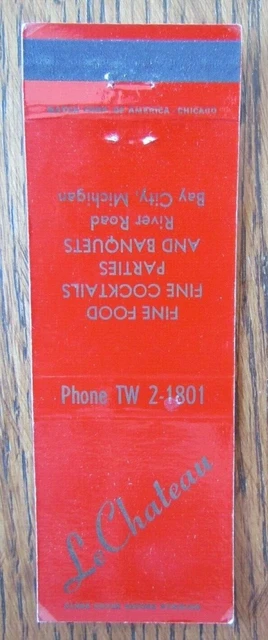Bay City, Michigan Matchbook Cover: Le Chateau Restaurant Empty Matchcover -D