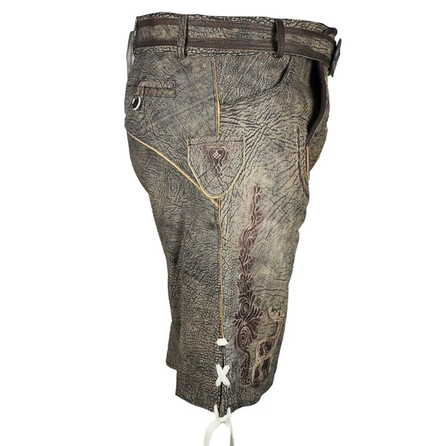 Pantaloni In Pelle Folcloristici Per Bambini - Marrone Chiaro Corti - Modello Trabitz - Foto 5