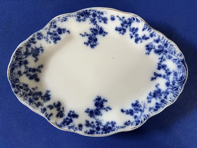 Antique W.H. Grindley Flow Blue "Olympia" 10" Oval Platter