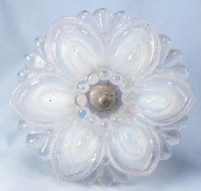 Boston & Sandwich Glass Curtain Tieback Clear Opalescent Flower EAPG Antique #1