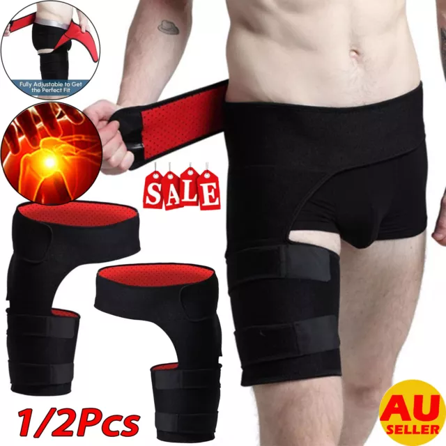 Hip Brace - Compression Groin Support Wrap for Sciatica Pain Relief Thigh L+R AU