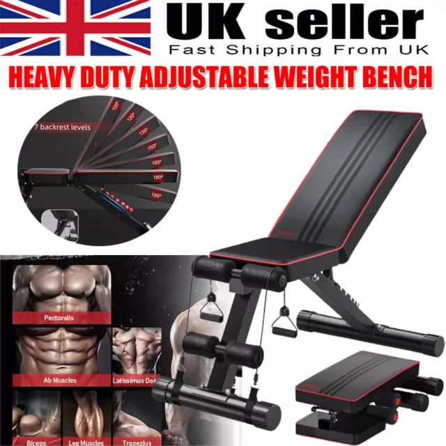 Foldable Dumbbell Bench Weight Training Fitness 7 Incline Adjustable Workout Gym