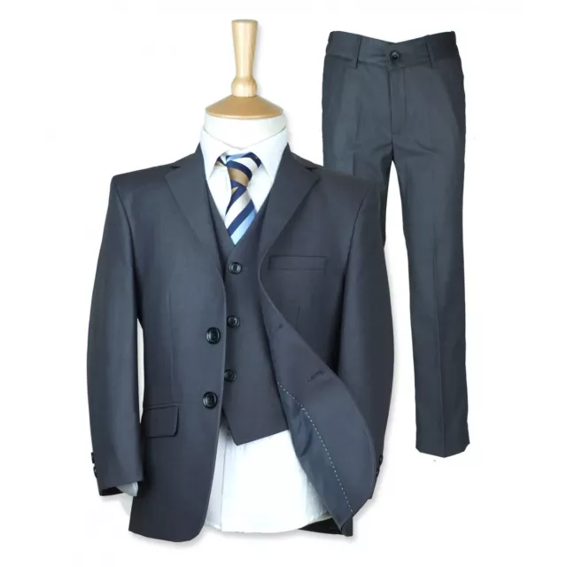 Boys Formal Wear 3 Piece Carrera Dark Grey Suit Wedding Communion Boys Suits
