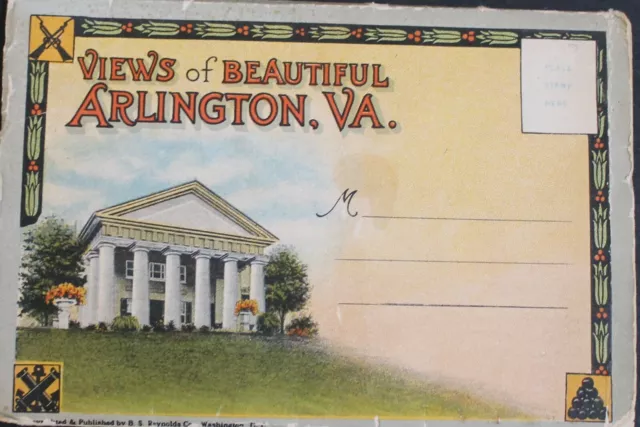 Vintage VIEWS OF BEAUTIFUL ARLINGTON, VA  Post Card Fold Out Booklet - 1900's