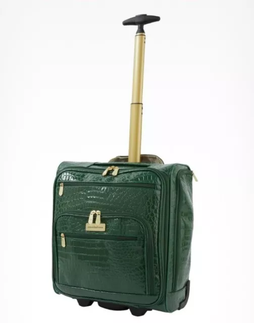 Samantha Brown Croco Embossed Spinner Luggage Underseater Bag-Green-NWT