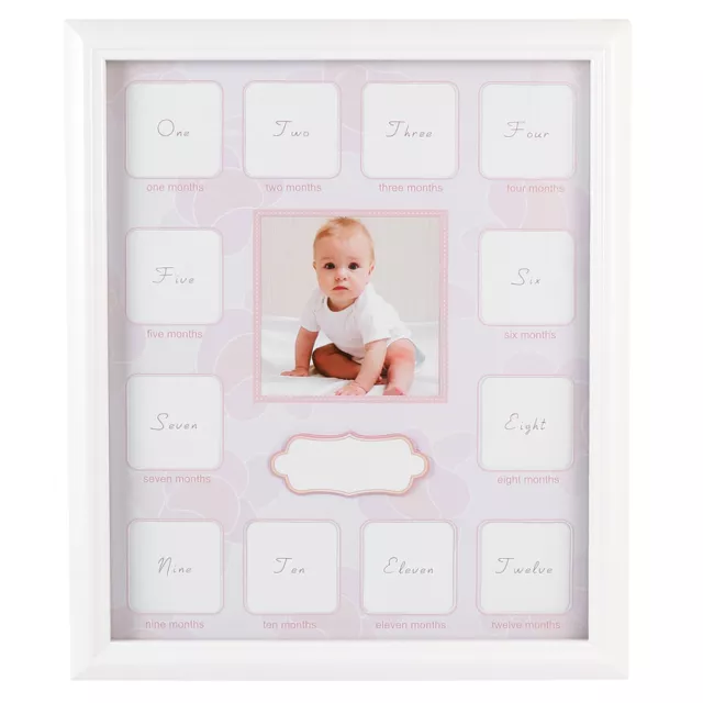 First Year Baby Keepsake Frame 12 Months Growth Record Picture Frame Pink