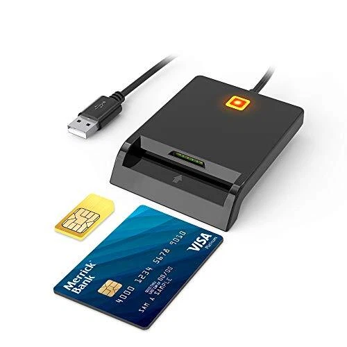 Eletrand Carte à Puce + Carte SIM USB 2.0 Lecteur de Carte à Puce Hot-PlugCon...