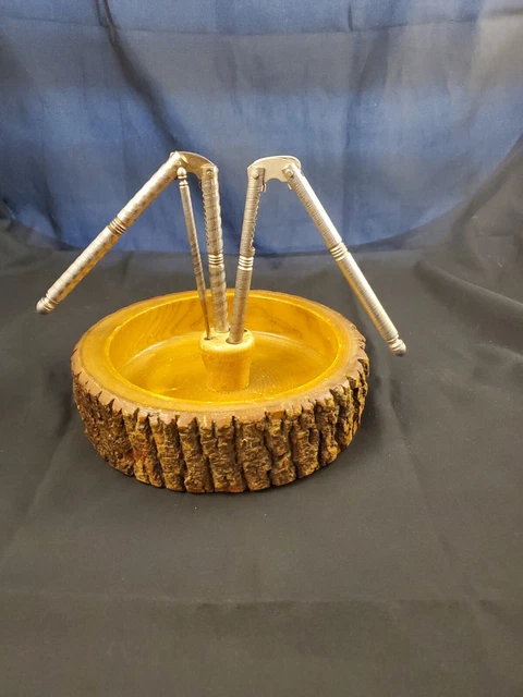 Vintage Nut Cracker Set With Wooden Log Bark Nut Bowl with Nut Crackers/Pick