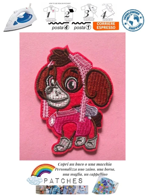 PATCH SKYE PAW patrol patrol heat sticker cartoon iron on pink dog £2. ...