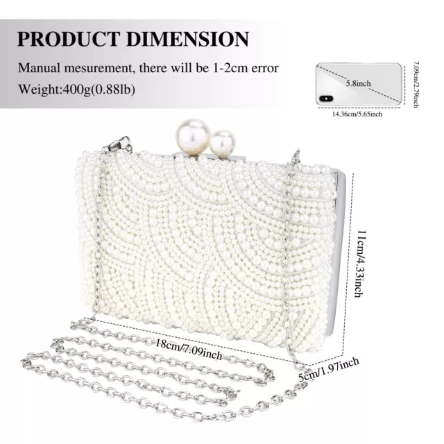 Pearl Clutch Bag for Women Wedding Evening Bag Handmade Beaded Bridal Clutch 2