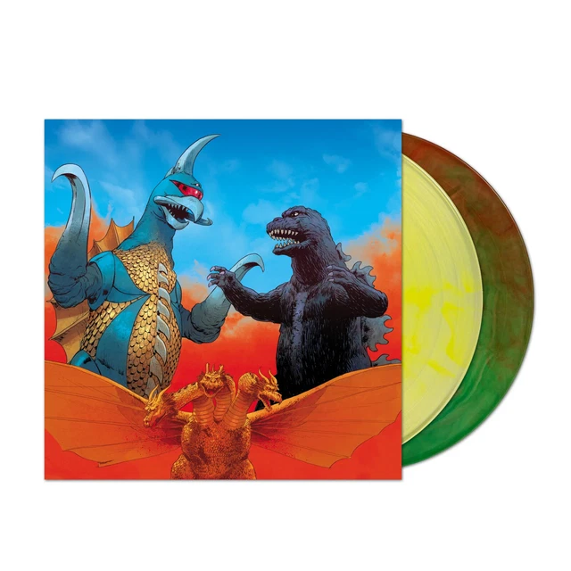 Godzilla vs Gigan 1972 Soundtrack Exclusive Yellow Green Brown Swirl Vinyl 2LP