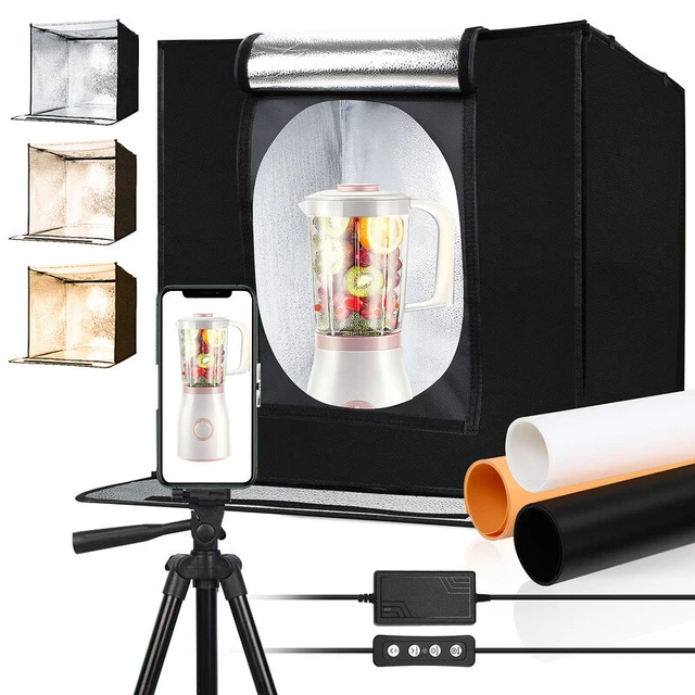 Caja de fotos estudio fotográfico conjunto carpa de luz estudio de fotografía LED caja de fotos 60x60x60 cm
