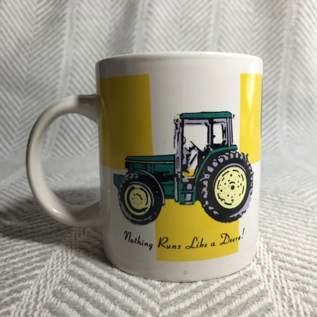 nothing runs like a Deere yellow white and green John Deere tractor Gibson mug