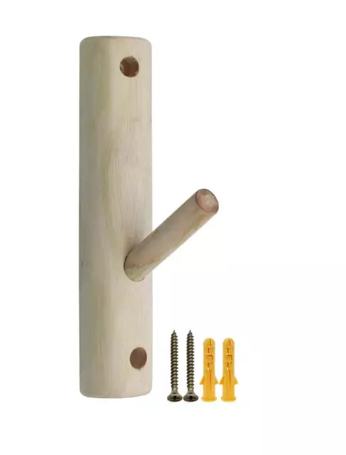 1x Solid Wooden Wall Mounted Hook Peg Coat Hanger Pegs Rack Hooks Robe Hook UK