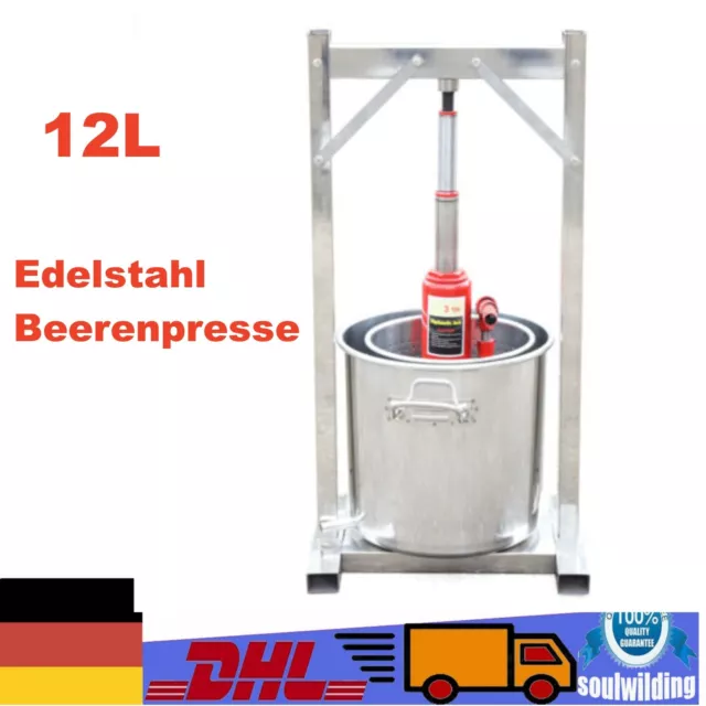 12L Hydraulische Edelstahl Beerenpresse Saftpresse Weinpresse FruchtpressePresse