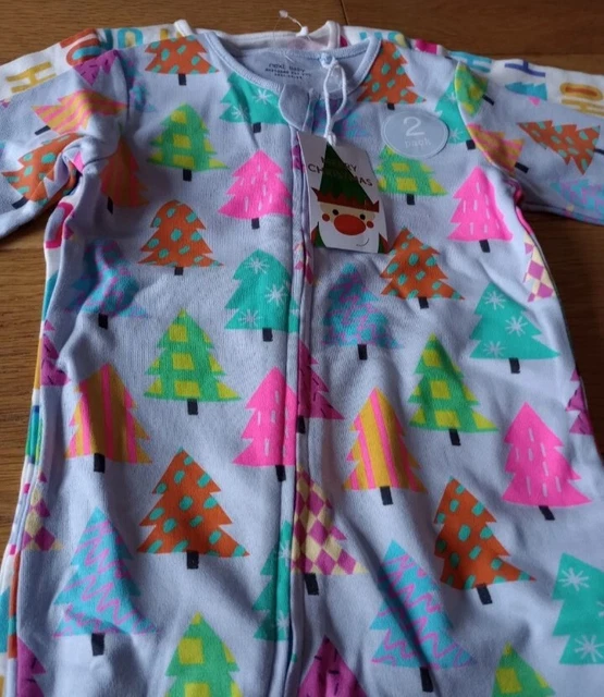 BABY GIRLS NEXT 2 Pack Christmas Footless Sleepsuits Zip 9 12