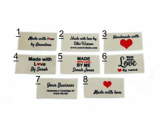 Personalised Custom Sew In Handmade Craft Labels Tags Clothing Fabric In Cream