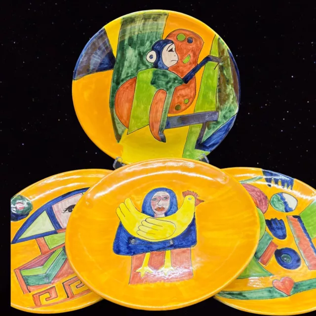 Talavera Ibarra Pto Vallarta 1 dth Wall Plate Platter Dish Mexico 4 Pcs Pottery
