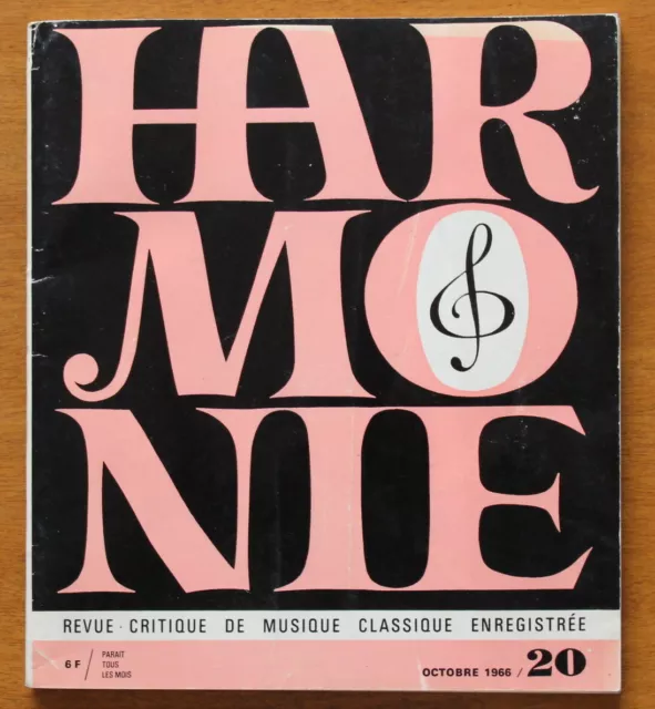 HARMONIE - Revue critique de Musique Classique enregistrée - N°20 de 1966