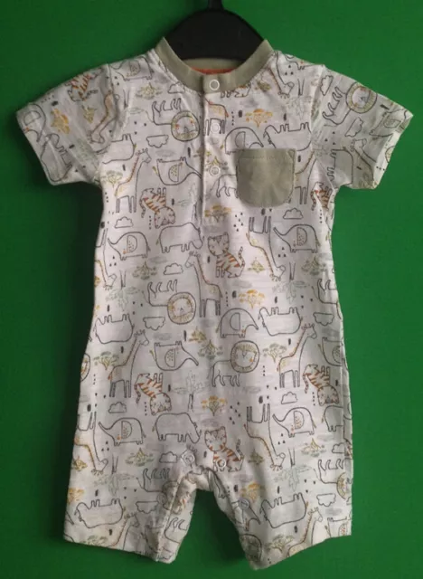 ~Tu~White~Short Sleeve~Playsuit With Animal Pattern~Age 6 - 9 Months~