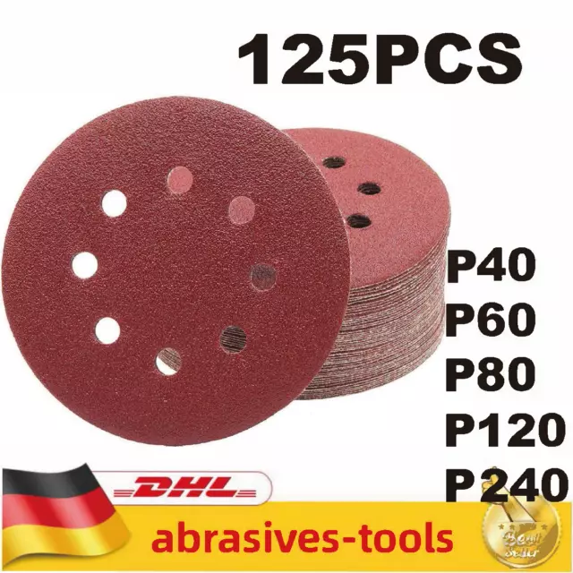 125 pièces 5 "125mm disques abrasifs P40-240 ponceuse orbitale papier de...