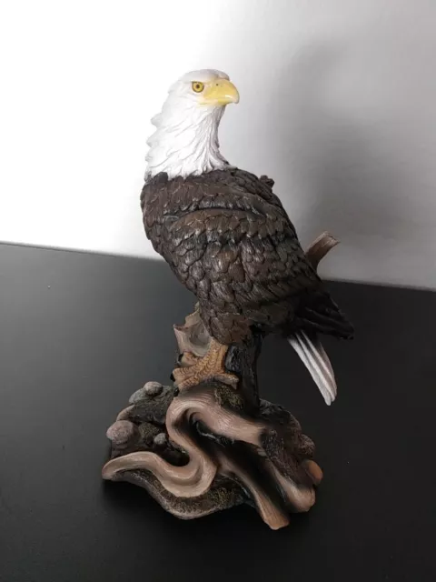 Bald Eagle on Tree Trunk Decorative Statue Sculpture Figurine 10" Poly Resin