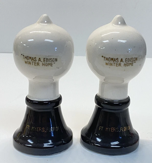 Vintage Thomas Edison Salt & Pepper Shakers Winter Home Ft. Myers FL Vintage Thomas Edison Salt & Pepper Shakers Winter Home Ft. Myers FL