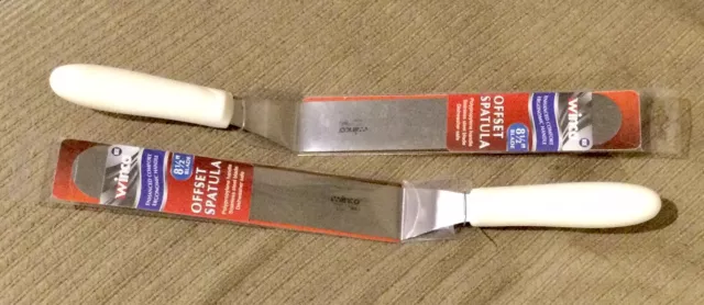 Winco Offset Spatula TWPO-9 8.5” Stainless Steel blade white handle set of 2 NWT