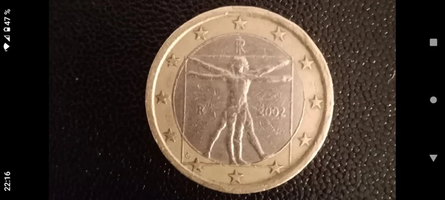 RARE 1 EURO 2002!!!Avec la lettre R. L'état est bon.500 ans de Léonard